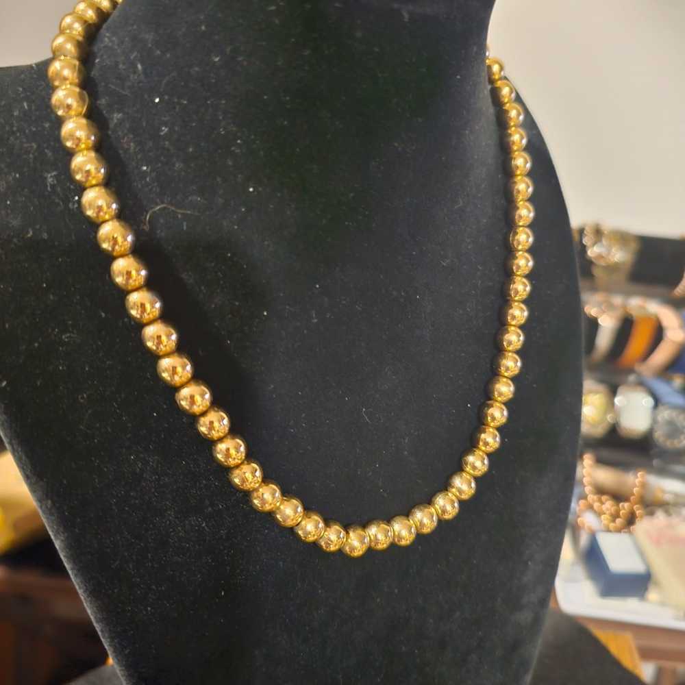 Vintage MONET goldtone metal ball necklace - image 2