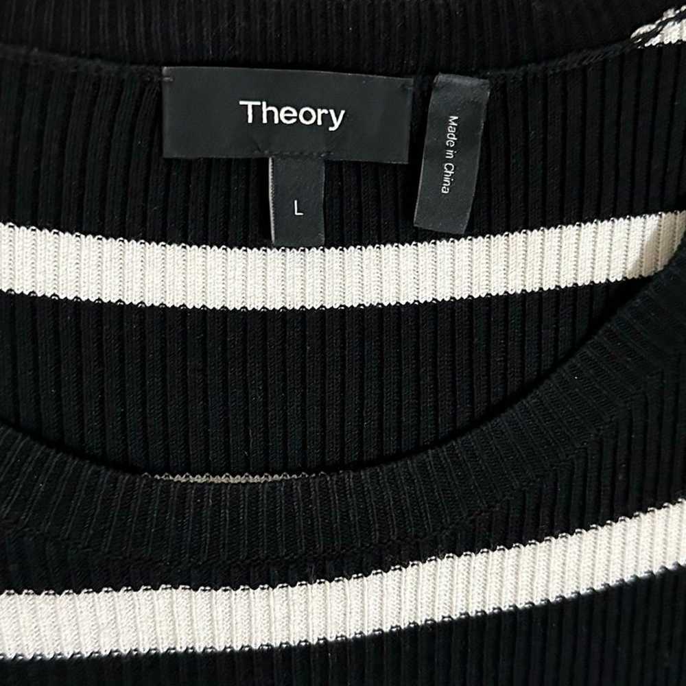 Theory Black & White Stripe Crewneck Fitted Mini … - image 4