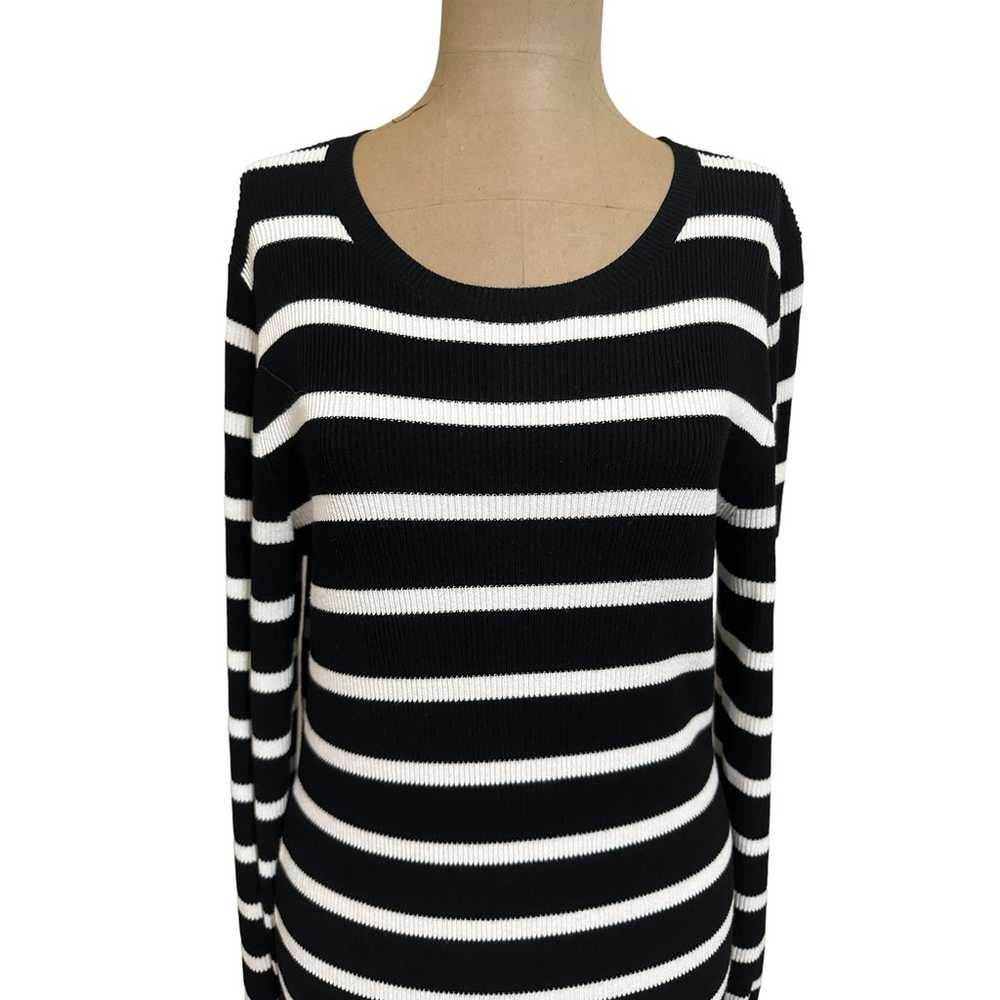 Theory Black & White Stripe Crewneck Fitted Mini … - image 6