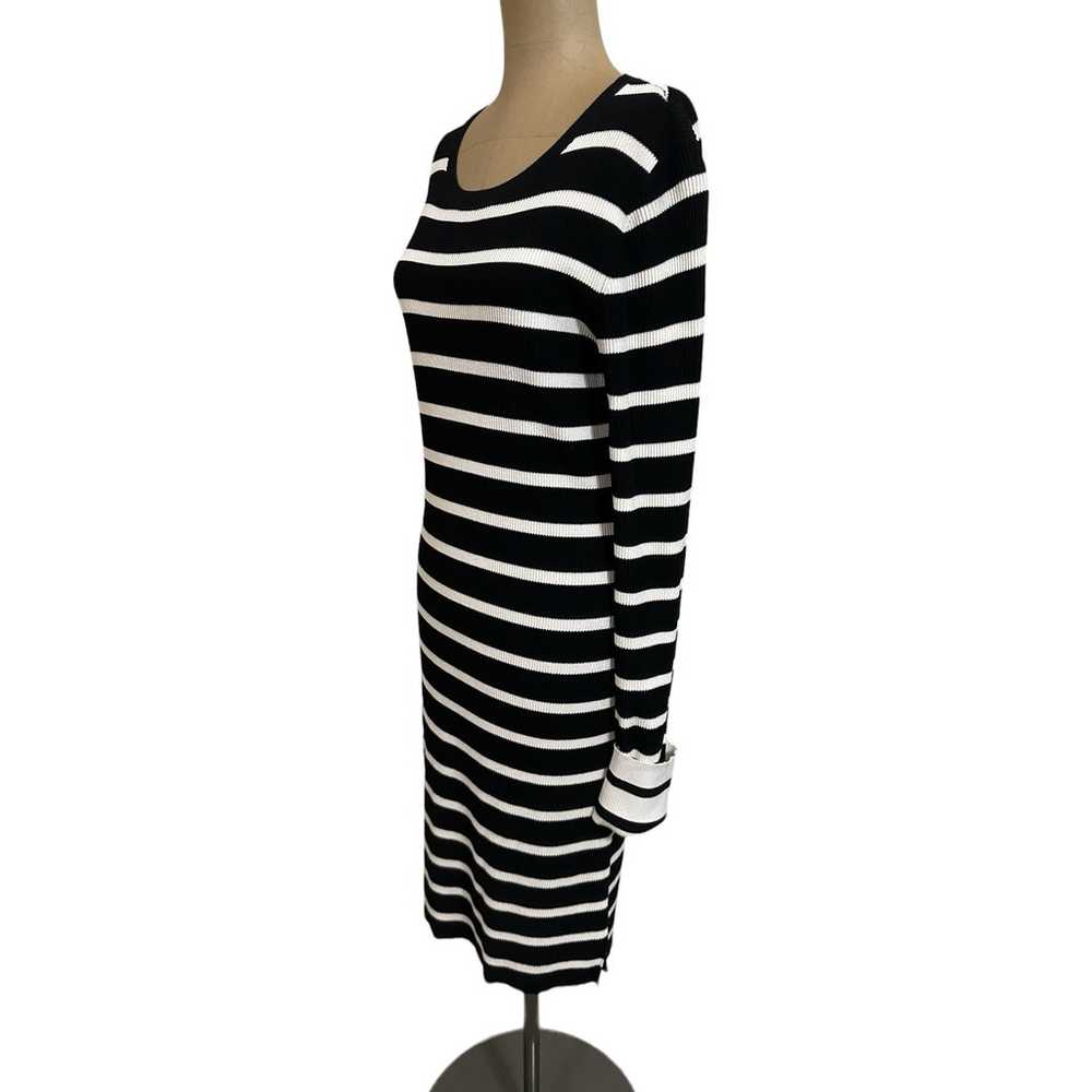 Theory Black & White Stripe Crewneck Fitted Mini … - image 7