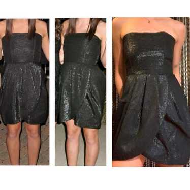 Alice + Olivia Black Sparkly Strapless Mini Dress - image 1