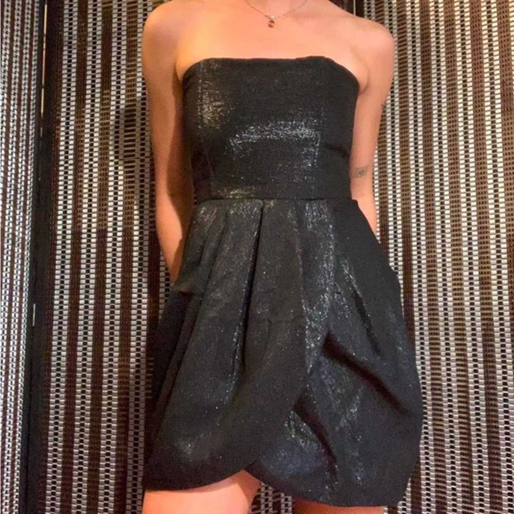 Alice + Olivia Black Sparkly Strapless Mini Dress - image 2