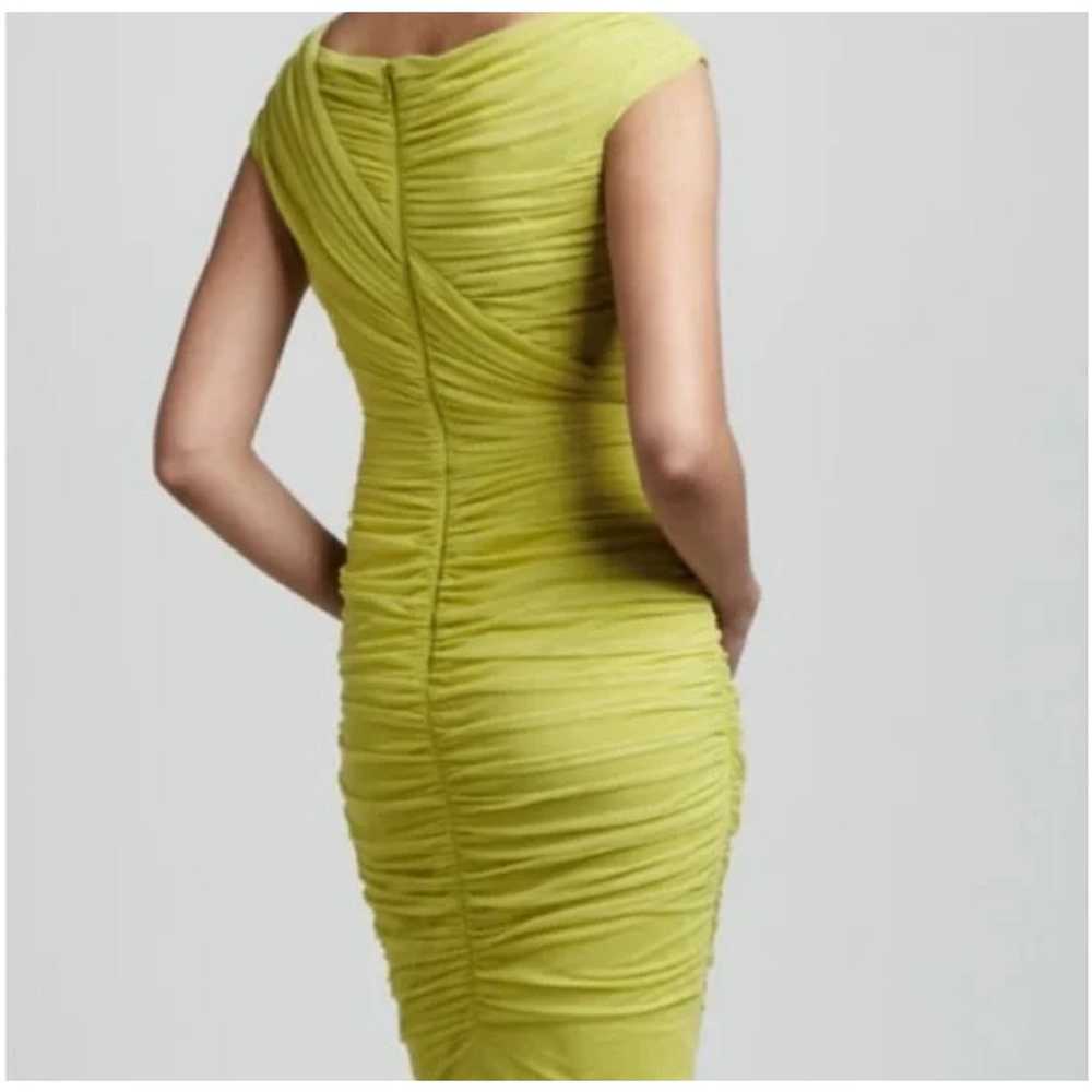 Tadashi Shoji Green Chartreuse Ruched Mesh Cockta… - image 2