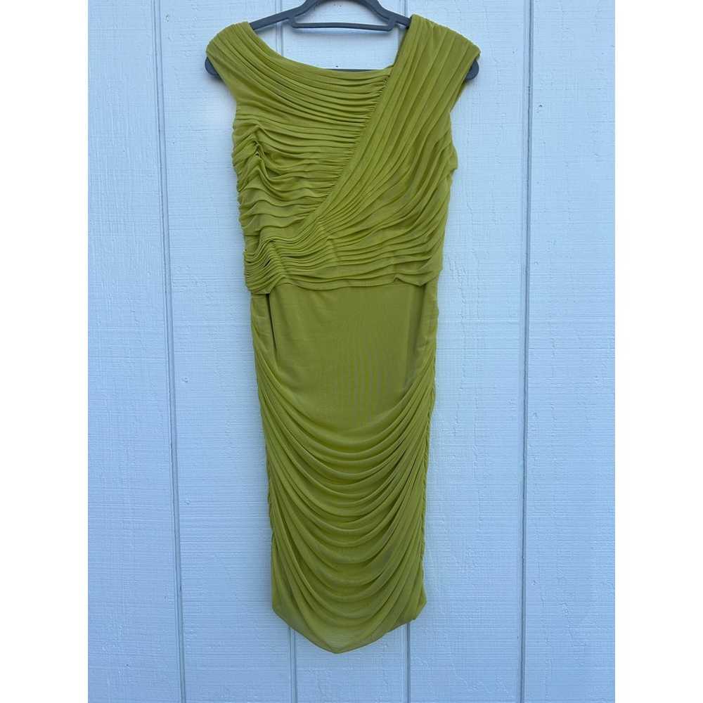 Tadashi Shoji Green Chartreuse Ruched Mesh Cockta… - image 3