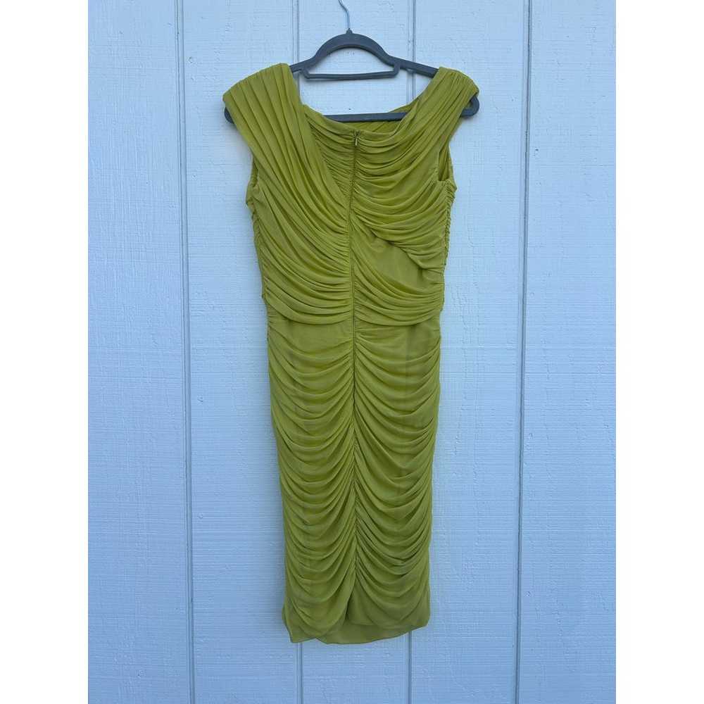 Tadashi Shoji Green Chartreuse Ruched Mesh Cockta… - image 5