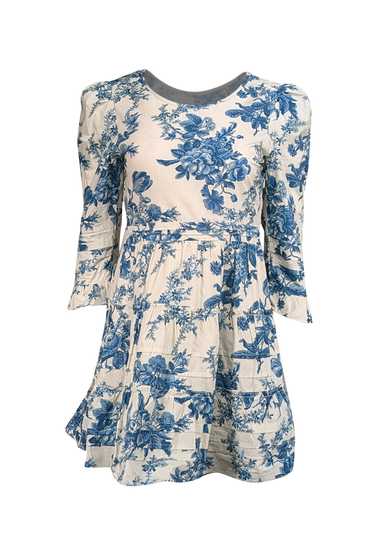 LoveShackFancy - Ivory & Blue Floral Cotton Dress 