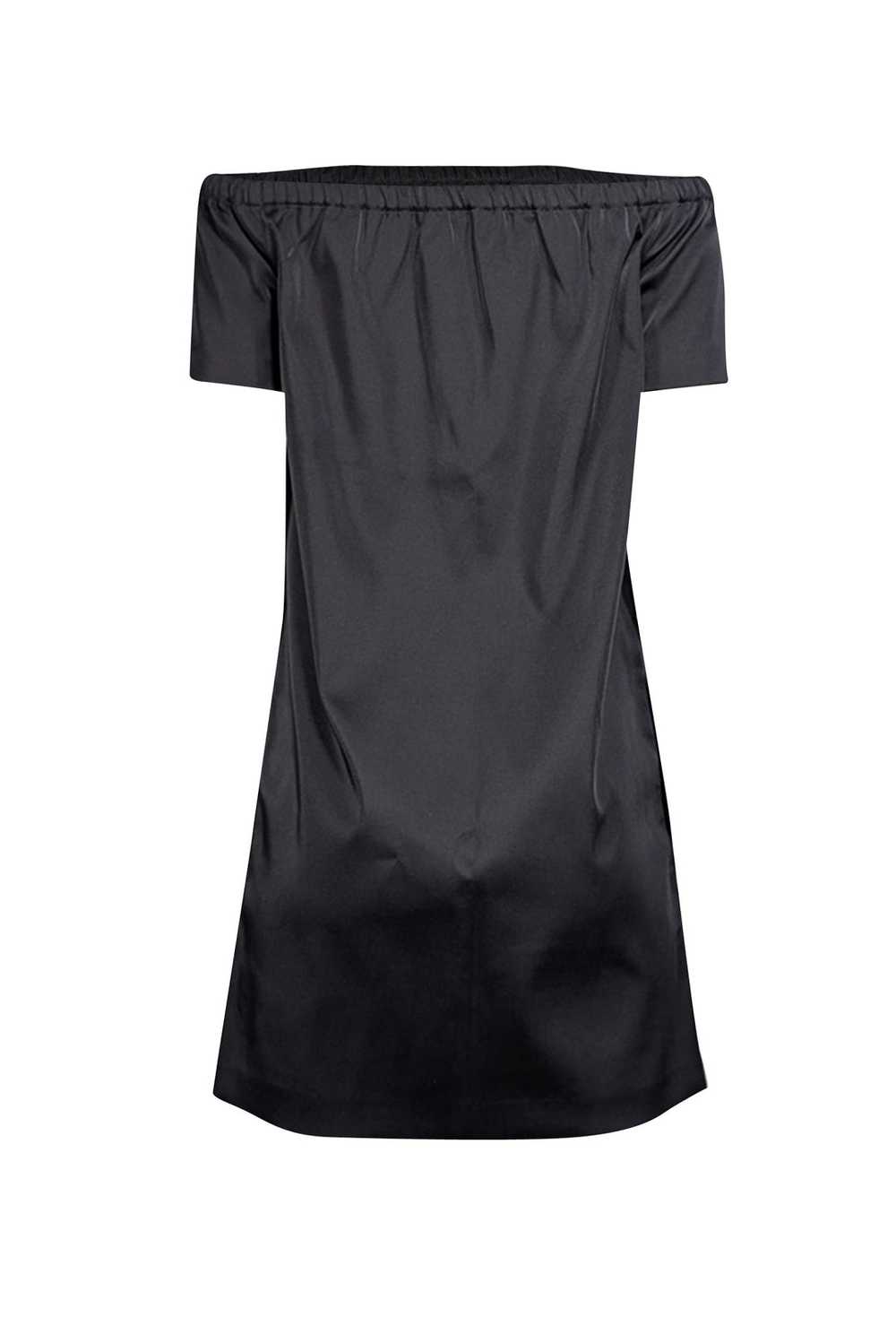 Maje - Black Satin Off The Shoulder Dress Sz 4 - image 3