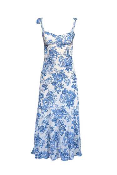 Reformation - White & Blue Floral Sleeveless Dress