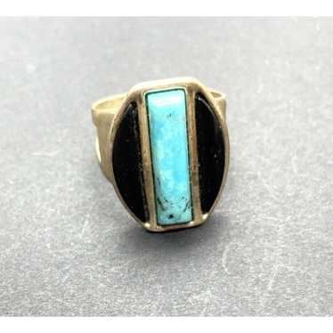 Vintage DTR Ring Turquoise Sterling Silver Size 9