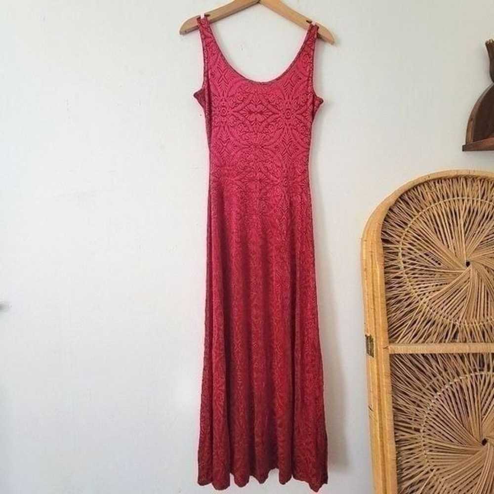 Red Velvet Burnout Dress S - image 1