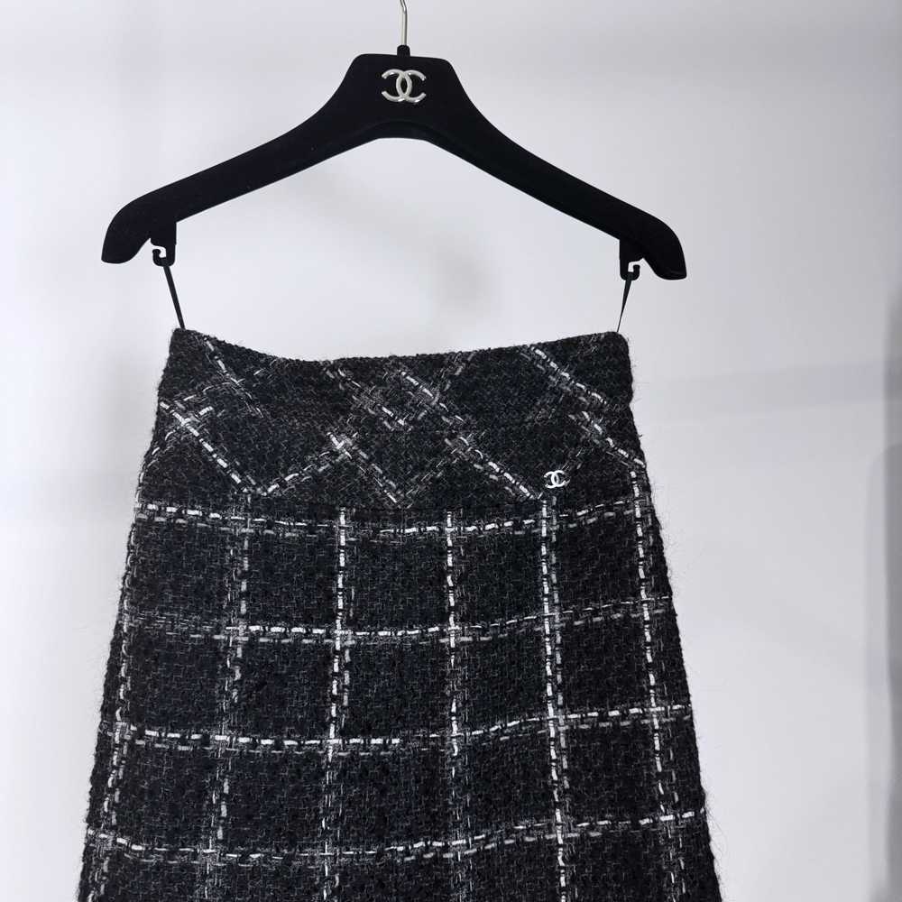 Product Details Chanel Black Check Wool Midi Skirt - image 3