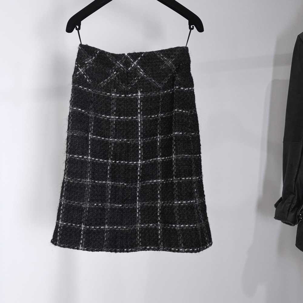 Product Details Chanel Black Check Wool Midi Skirt - image 5