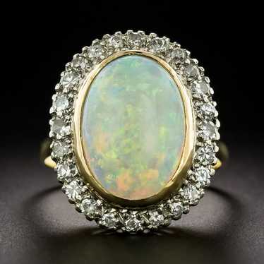 English Opal and Diamond Halo Ring