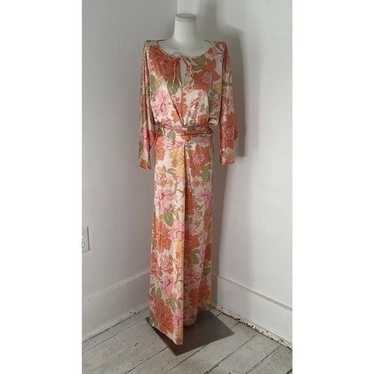 Vintage Large Scale Floral Maxi Dress With Dolman… - image 1