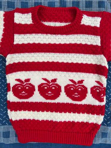 Vintage Hand Knit Apple Sweater, Childrens