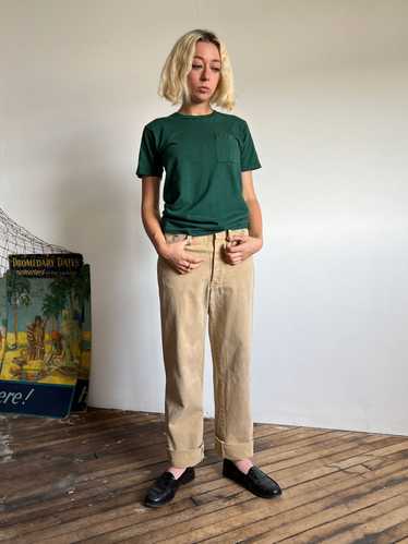 Vintage 1960's Green Cotton Pocket T Shirt - image 1