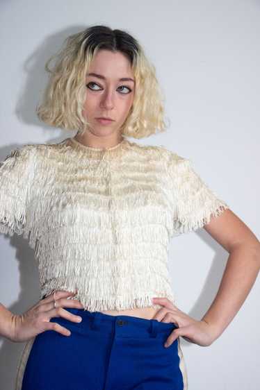 Vintage 1930's White Fringe Blouse - image 1