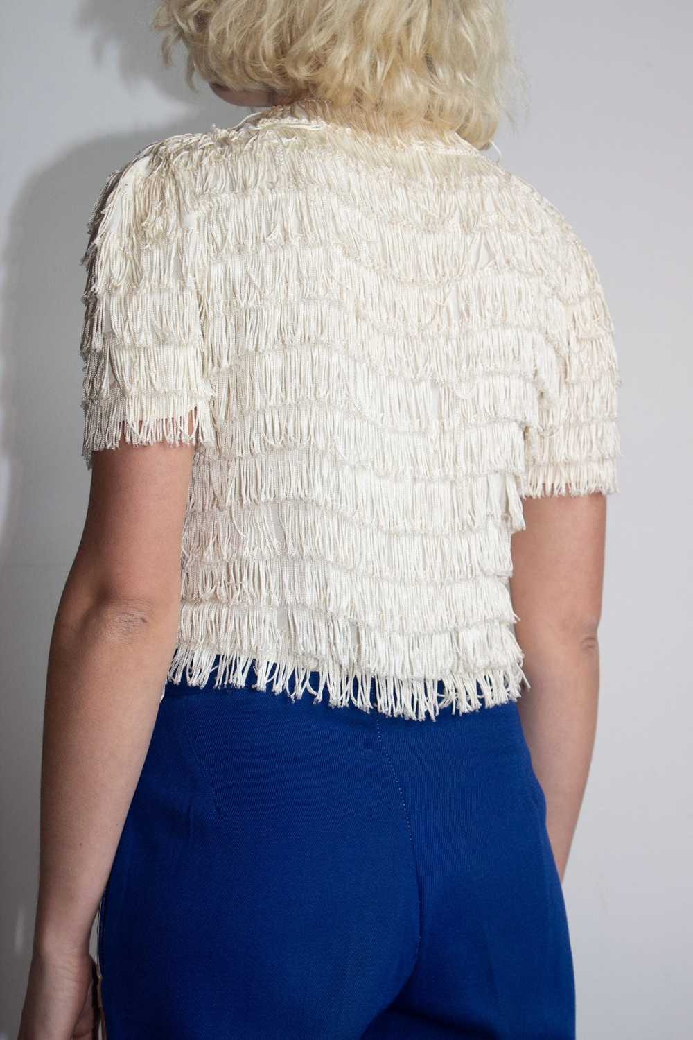 Vintage 1930's White Fringe Blouse - image 3