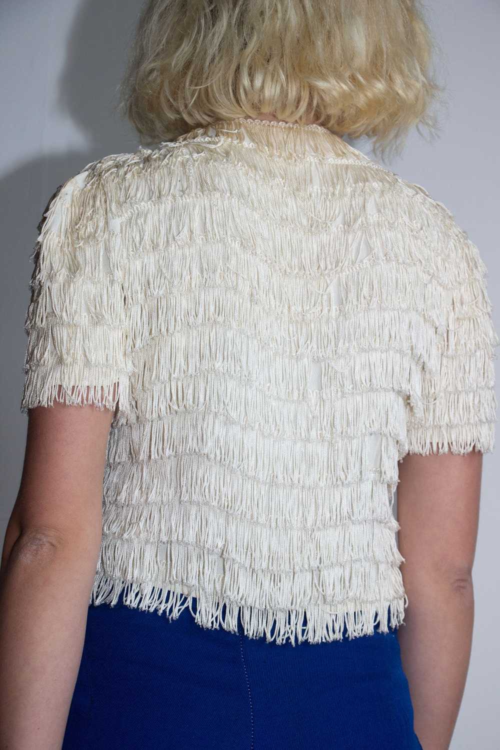 Vintage 1930's White Fringe Blouse - image 5