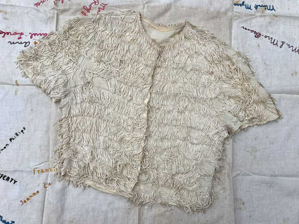 Vintage 1930's White Fringe Blouse - image 7