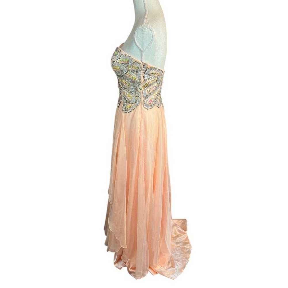 Cinderella Peach beaded rhinestone Strapless form… - image 3