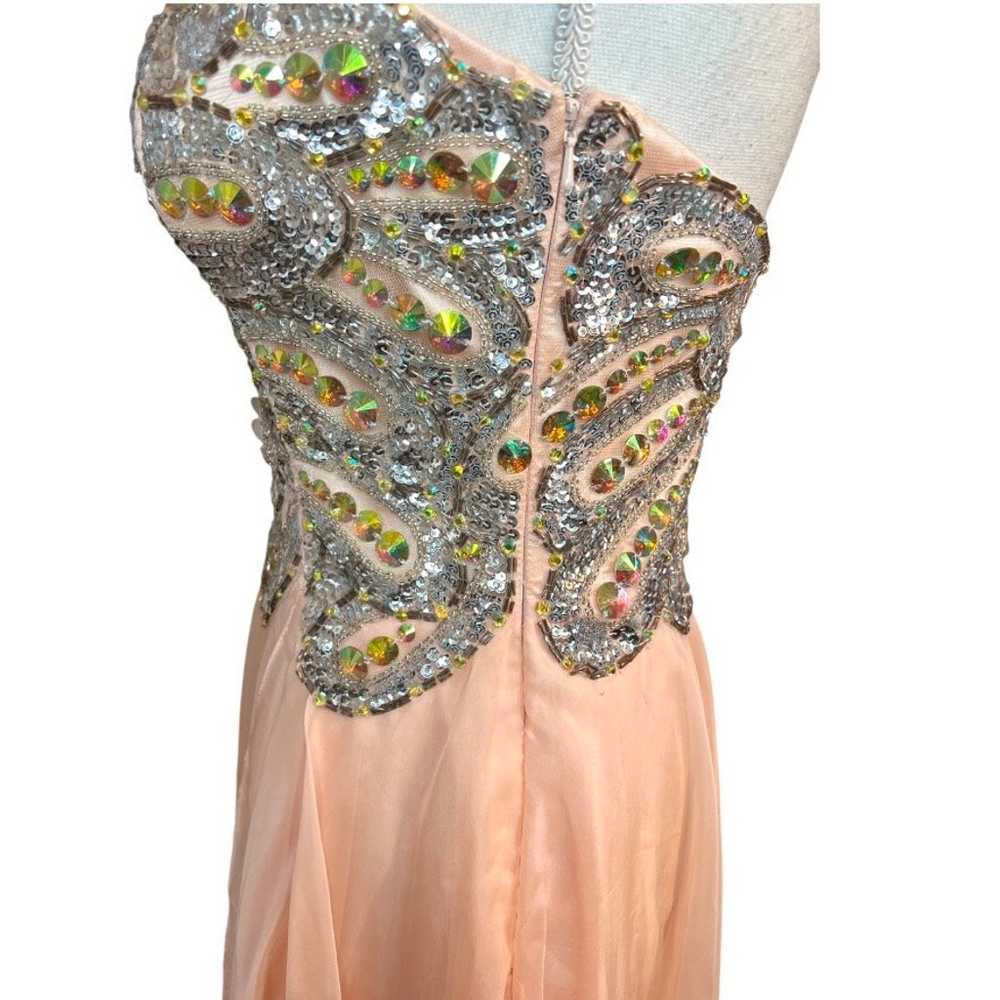 Cinderella Peach beaded rhinestone Strapless form… - image 4