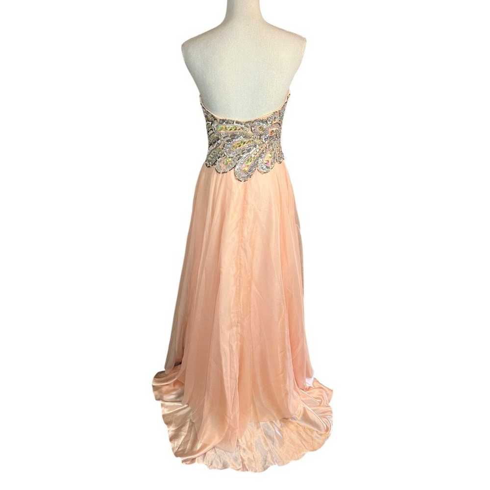 Cinderella Peach beaded rhinestone Strapless form… - image 5