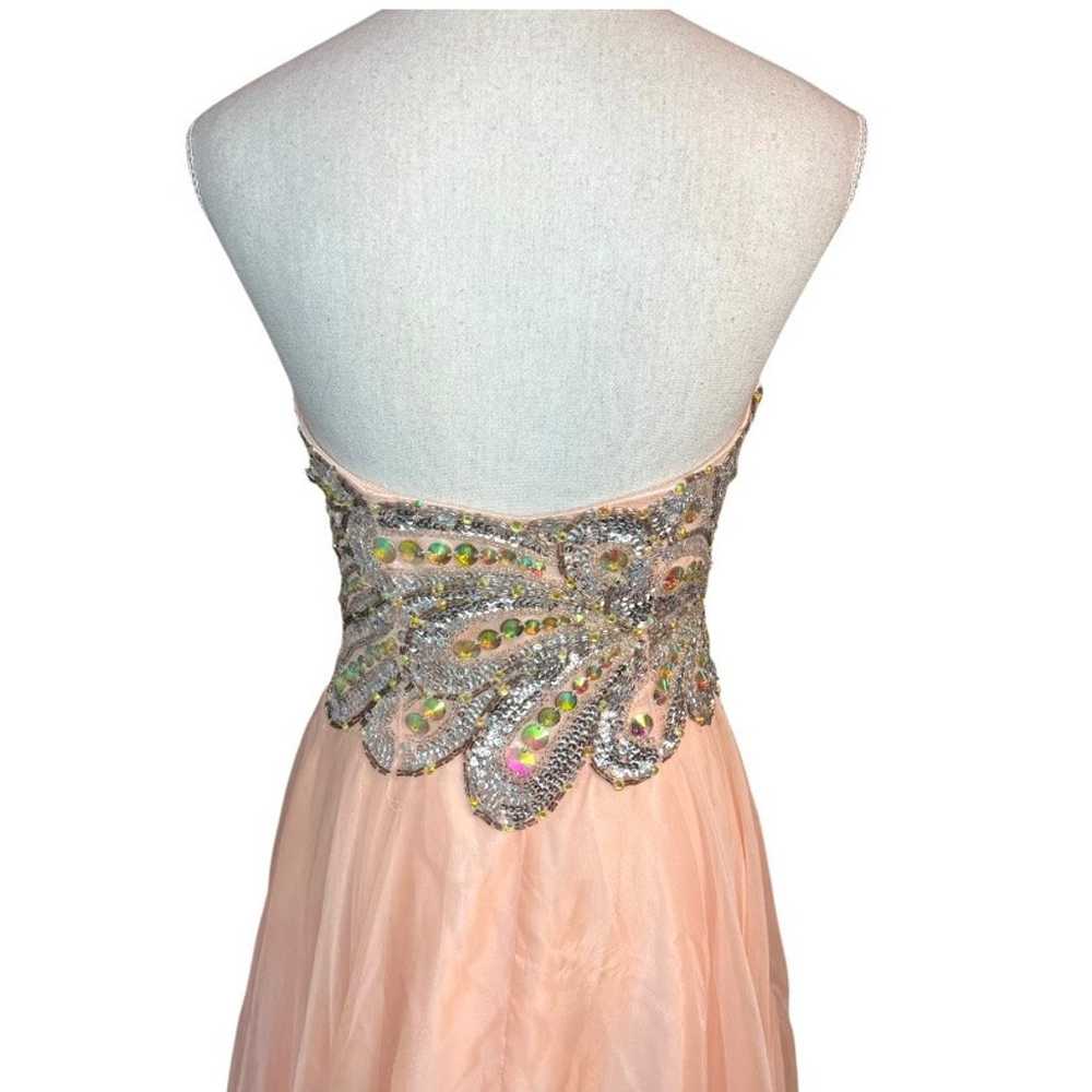 Cinderella Peach beaded rhinestone Strapless form… - image 6