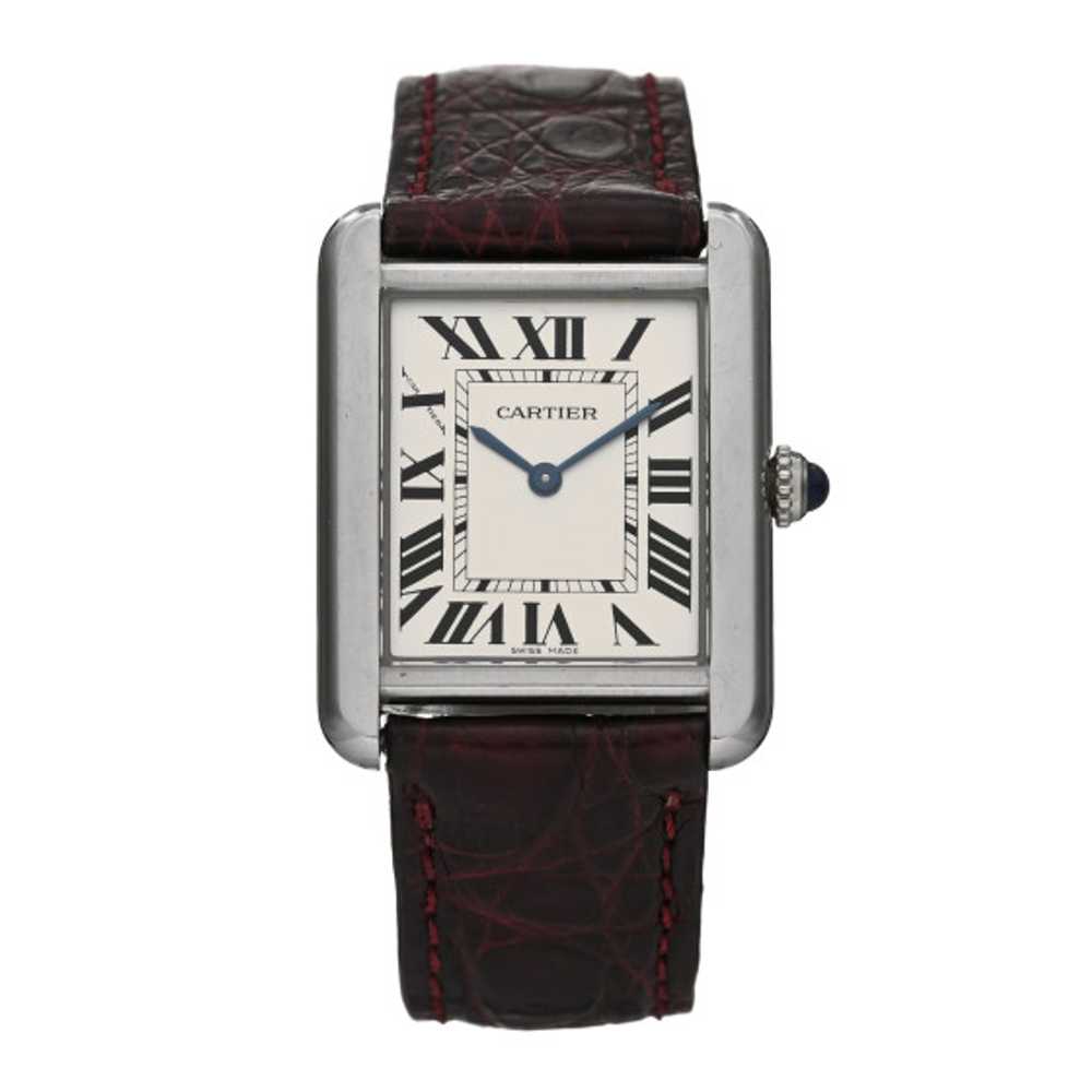 CARTIER Stainless Steel Alligator 24mm Tank Solo … - image 1