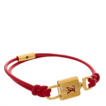 LOUIS VUITTON Calfskin LV Padlock Bracelet Red