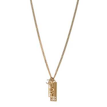 CHANEL Metal Crystal CC Boy Pendant Long Necklace… - image 1