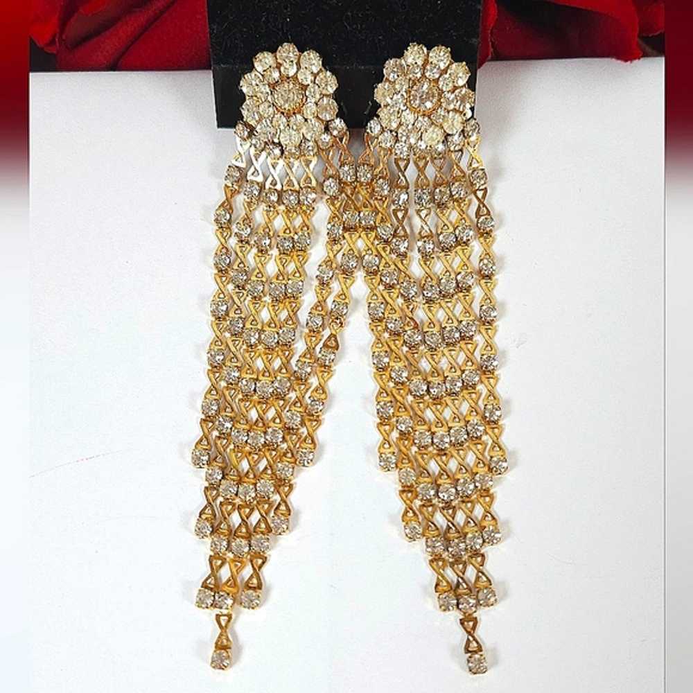 Stunning Vintage Crystal Flower & Gold Figured 8 … - image 11