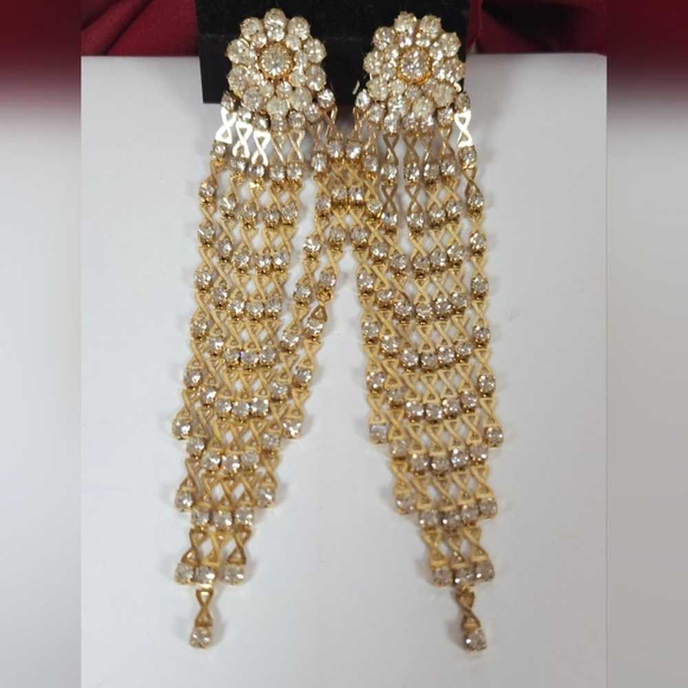 Stunning Vintage Crystal Flower & Gold Figured 8 … - image 12