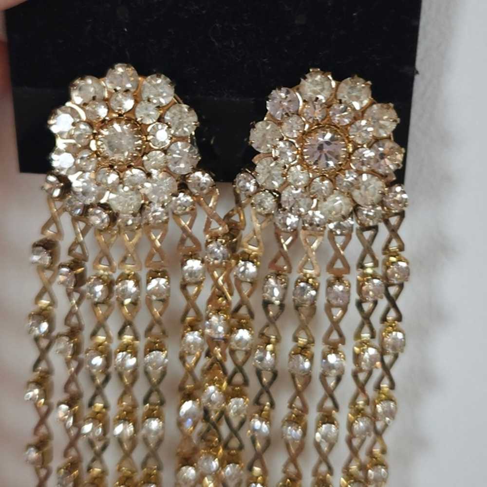 Stunning Vintage Crystal Flower & Gold Figured 8 … - image 5