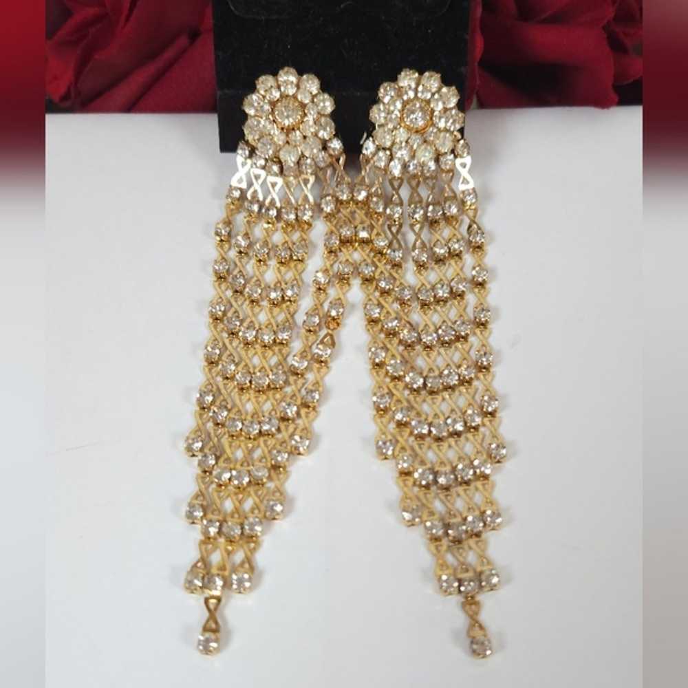 Stunning Vintage Crystal Flower & Gold Figured 8 … - image 8