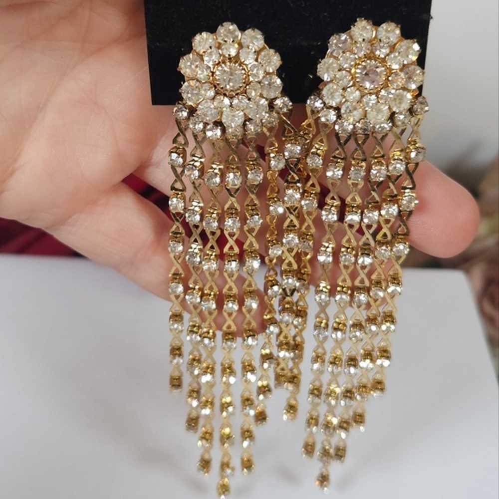 Stunning Vintage Crystal Flower & Gold Figured 8 … - image 9