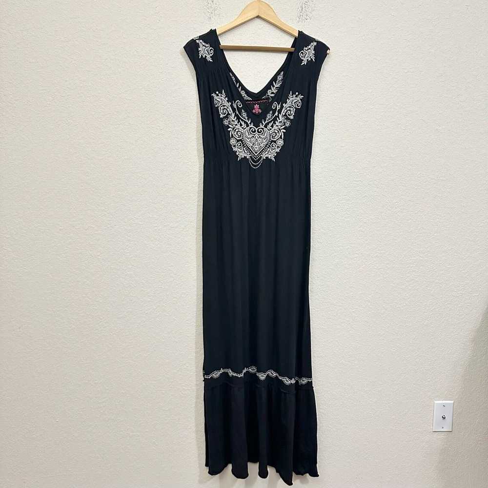 JOHNNY WAS LA Julien Embroidered Maxi Dress Black… - image 1