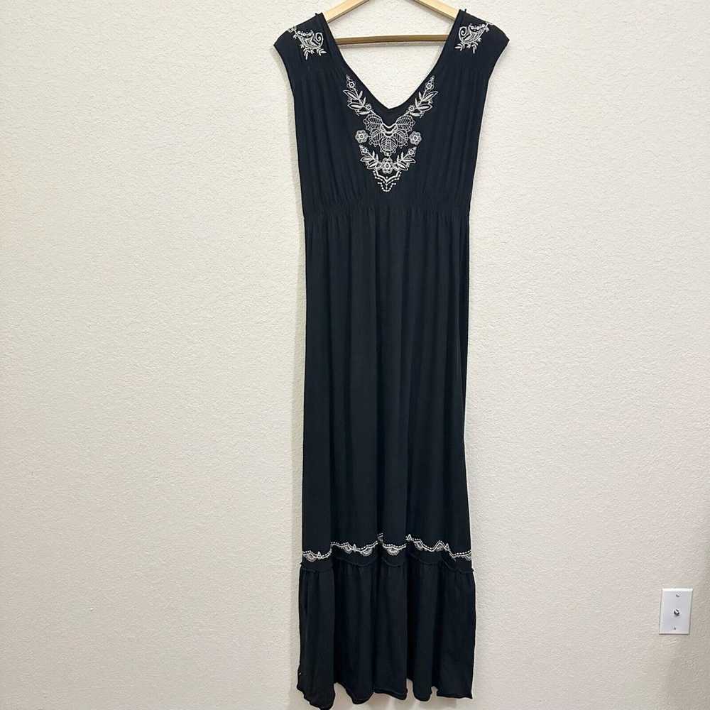 JOHNNY WAS LA Julien Embroidered Maxi Dress Black… - image 2