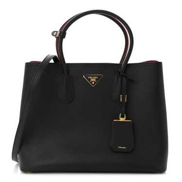 PRADA Saffiano Cuir Large Double Bag Black Fuoco - image 1