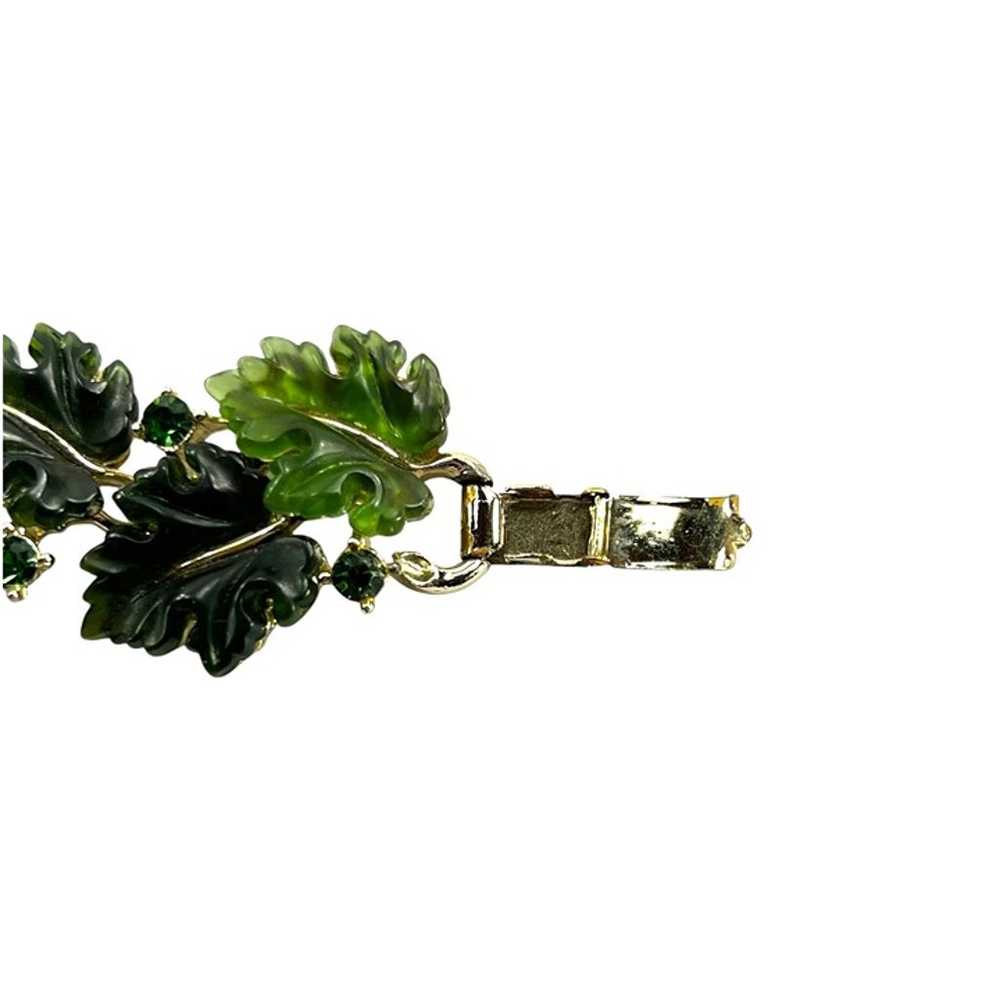 Lisner Vintage Thermoset Green Leaves Link Bracel… - image 6