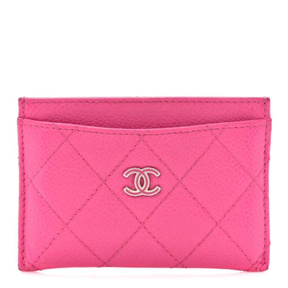 CHANEL Caviar Quilted Enamel Card Holder Pink - image 1