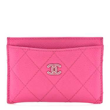 CHANEL Caviar Quilted Enamel Card Holder Pink - image 1