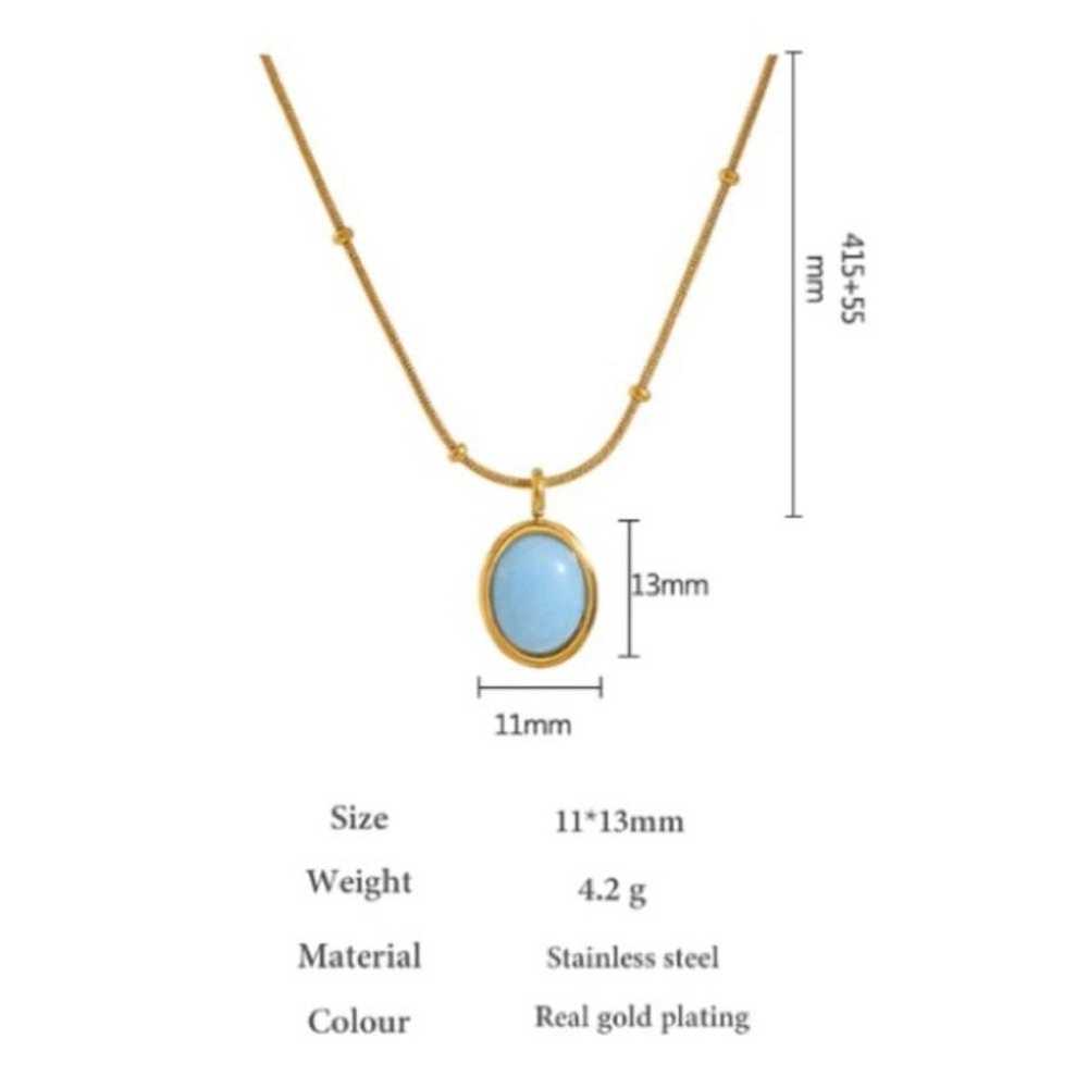 18K gold plated stone necklace - image 3