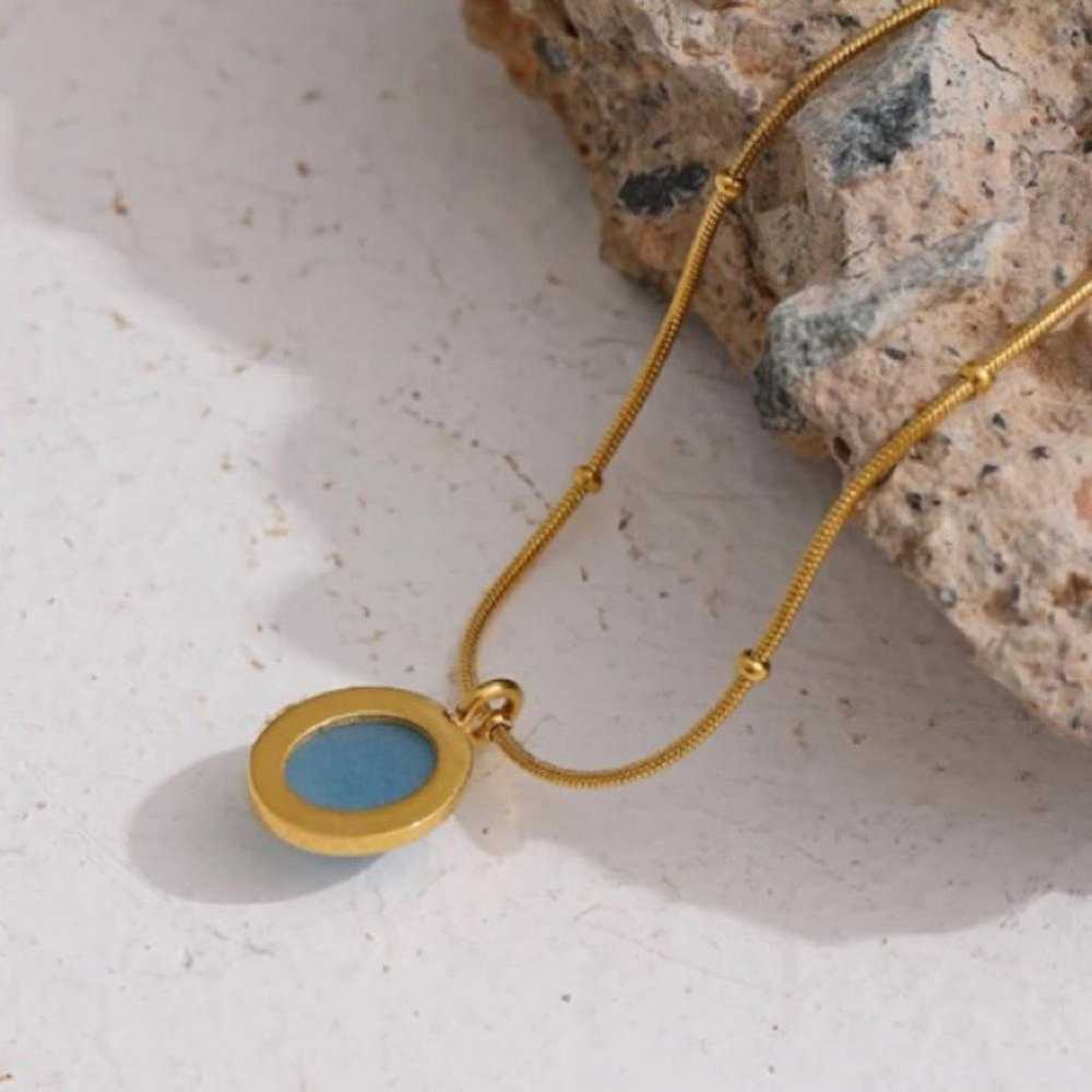 18K gold plated stone necklace - image 4