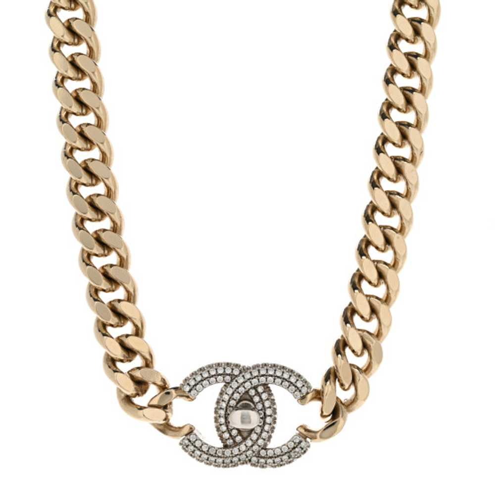 CHANEL Crystal Chain Link CC Turnlock Choker Neck… - image 1