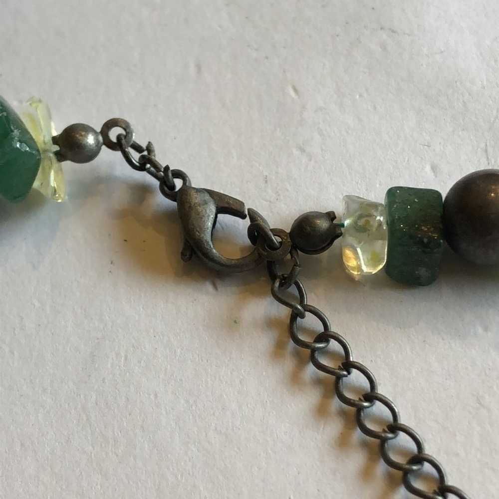 Genuine Green Agate Slice Pendant Wire Beaded Boh… - image 8