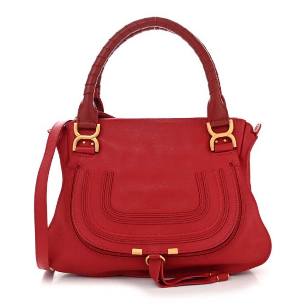 CHLOE Calfskin Medium Marcie Satchel Red - image 1