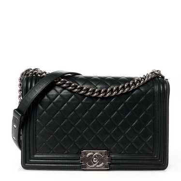 CHANEL Lambskin Quilted New Medium Boy Flap Black