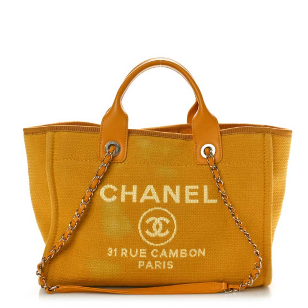 CHANEL Mixed Fibers Small Deauville Tote Yellow - image 1