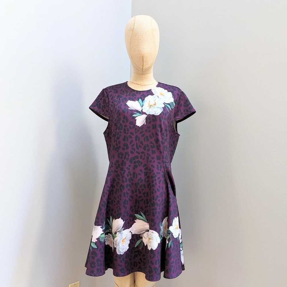 Ted Baker Tohkah Purple Floral Leopard Print Dres… - image 1